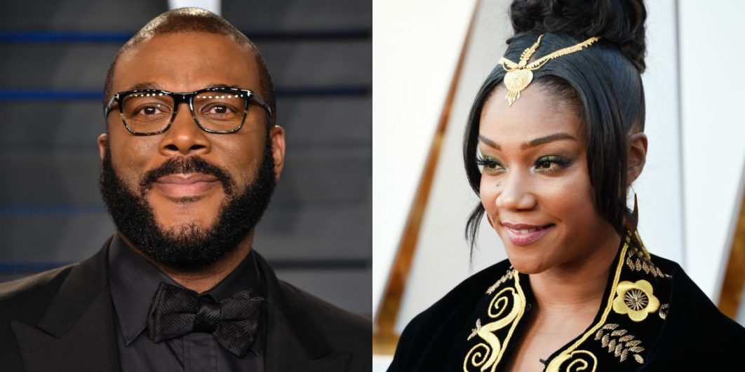 tyler perry and tiffany haddish. photo: the source