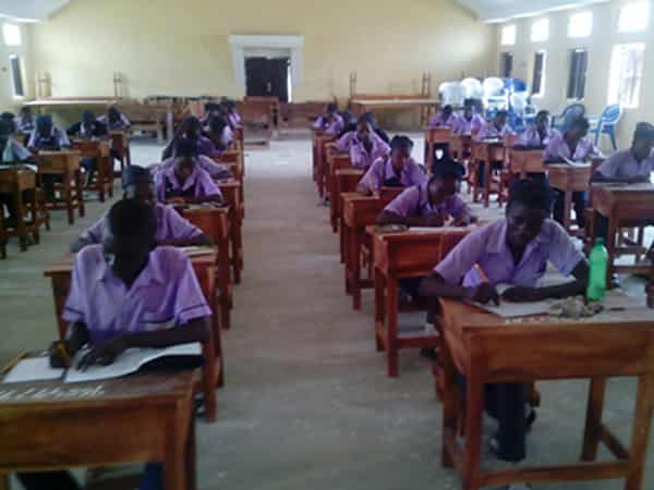 student writing exams