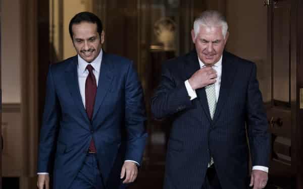 US Secretary of State Rex Tillerson meets with Qatari Foreign Minister Sheikh Mohammed bin Abdulrahman Al Thani