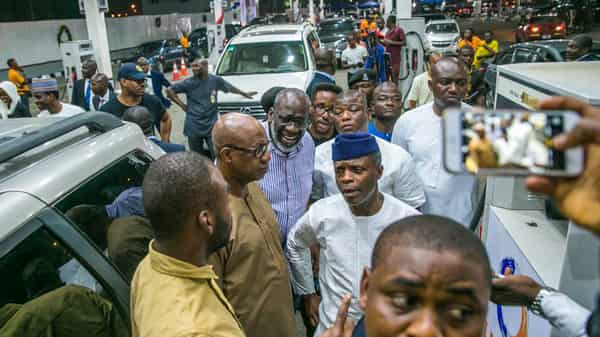 Buhari at a filling station