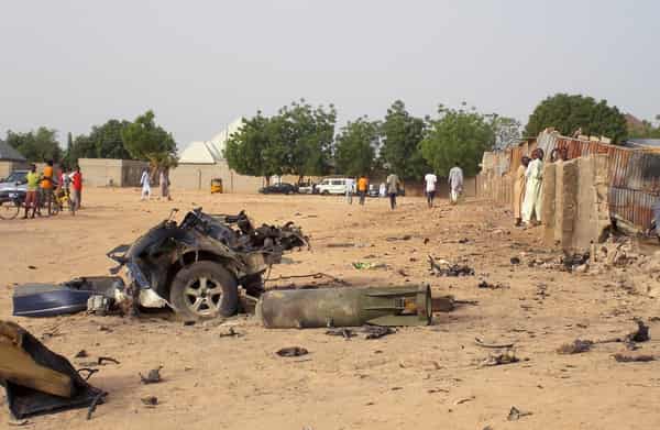 A view shows the damage at the site of an attack by Boko Haram militants in the northeast city of Maiduguri