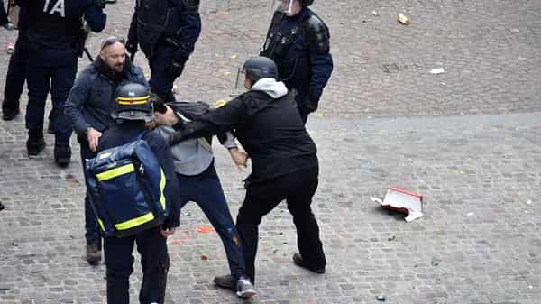 FRANCE-POLITICS-MACRON-ASSAULT-POLICE
