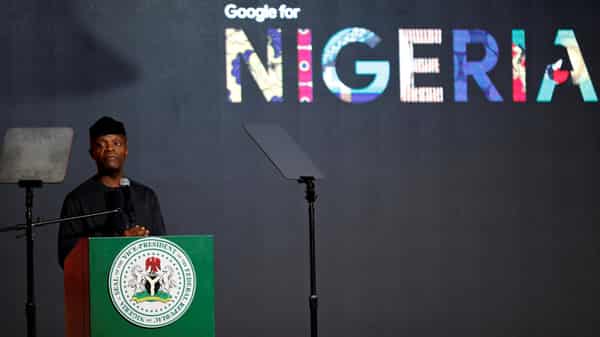 Nigeria’s Vice-President Yemi Osinbajo speaks at the launch of Google free wifi project in Lagos