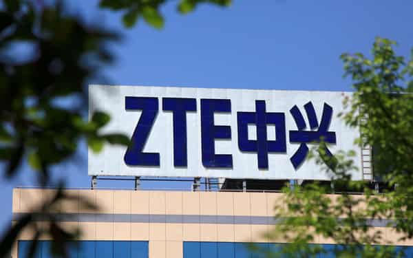 FILE PHOTO: The logo of China’s ZTE Corp is seen on a building in Nanjing