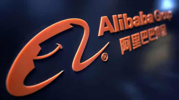 A logo of Alibaba Group is seen at an exhibition during the World Intelligence Congress in Tianjin
