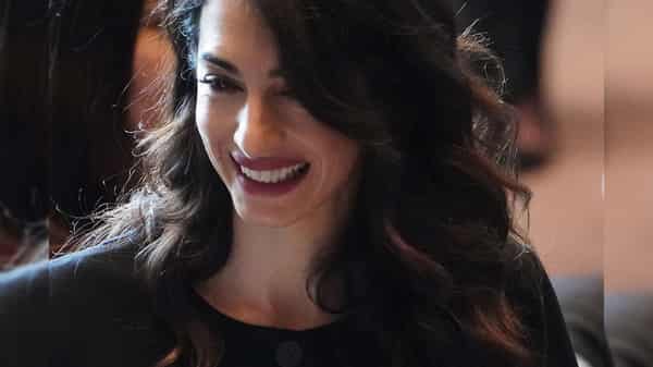 Amal Clooney is pictured at the United Nations Security Council during a meeting about sexual violence in conflict in New York