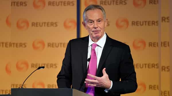 Former British PM Blair speaks at a Reuters Newsmaker event in London