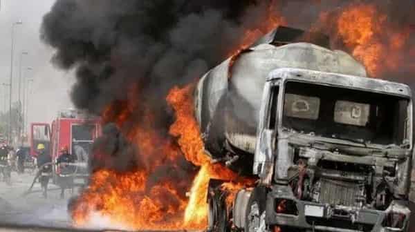 Petrol tanker explodes