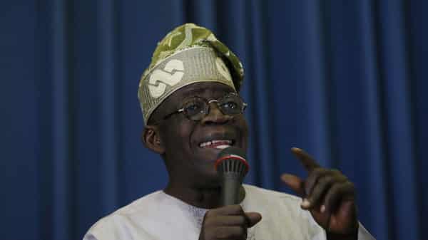 Opposition leader and former Lagos state governor, Tinubu of the All Progressives’ Congress addresses the APC leadership meeting in Abuja