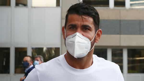 Atletico Madrid’s Diego Costa arrives at a court to attend a trial for tax fraud