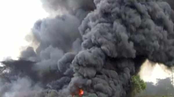 Smoke billows into air following an explosion of a fuel tanker in Morogoro