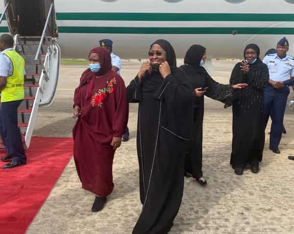 Aisha Buhari returns to Nigeria1