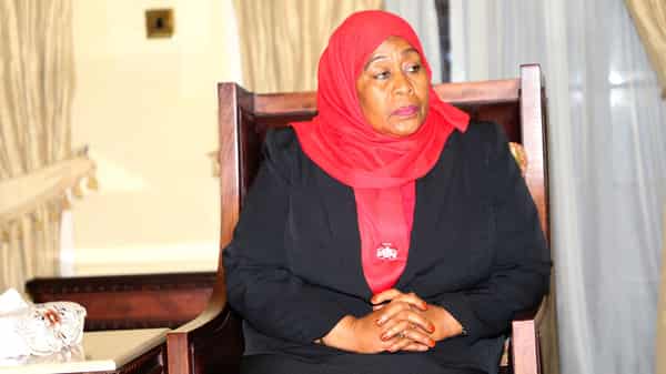 Tanzania’s new President Samia Suluhu Hassan is seen after taking oath of office following the death of her predecessor John Pombe Magufuli at State House in Dar es Salaam