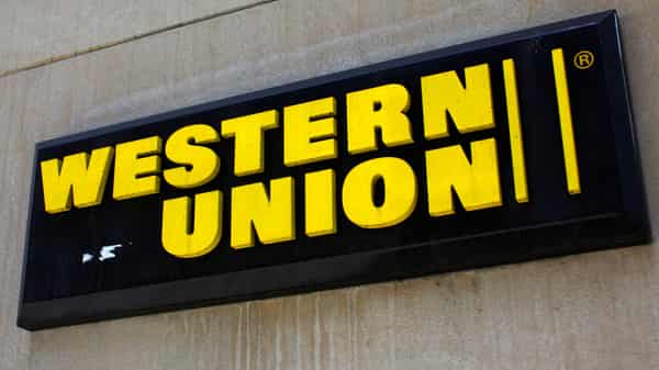 FILE PHOTO: A Western Union sign is seen in New York