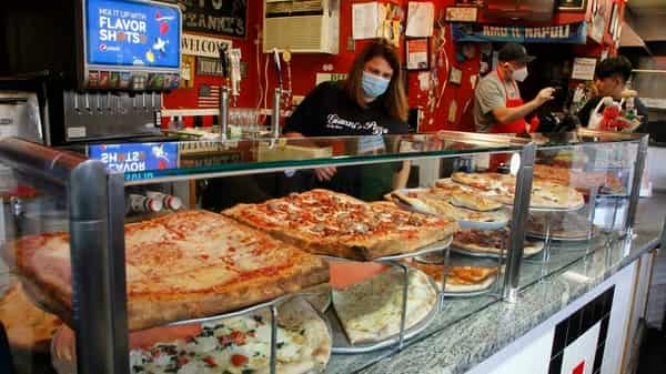 Pizza is pictured at Gianni’s Pizza in Wilmington, Delaware on November 12, 2021