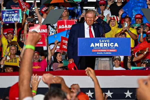Ex-president Donald Trump holds a ‘Save America’ rally with Senator Marco Rubio ahead of midterm elections