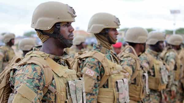 Somali military officers attend a training programme by the United Arab Emirates at their military base in Mogadishu