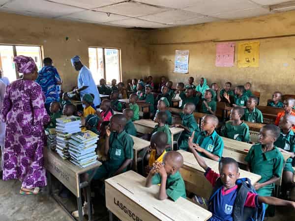 Distribution of Books and writing materials to all 24 Public Primary Schools in Orile-Agege (KG 1 – Primary 6)
