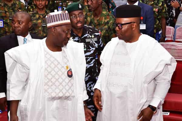 Minister of defense Muhammad Badaru Abubakar and Senate President Godswill Akpabio