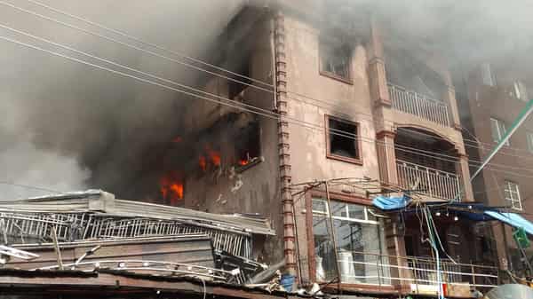 Lagos Island buildings on fire
