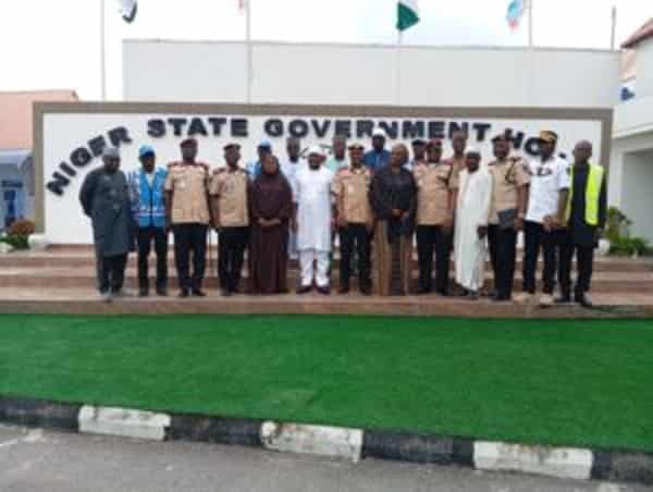 The Corps Marshal, Federal Road Safety Corps (FRSC) Malam Shehu Mohammed with the Deputy Governor, Niger State, Yakubu Garba