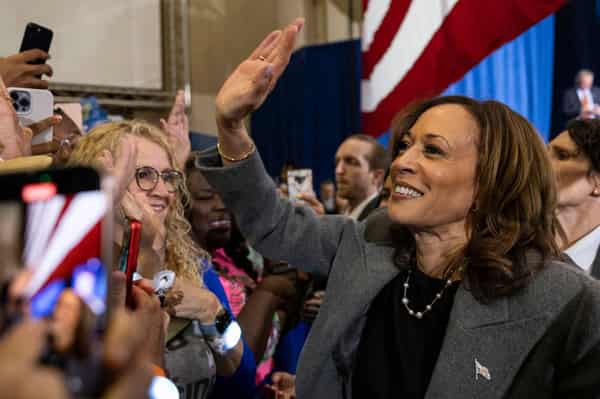 Democratic presidential nominee Vice President Kamala Harris holds election campaign event