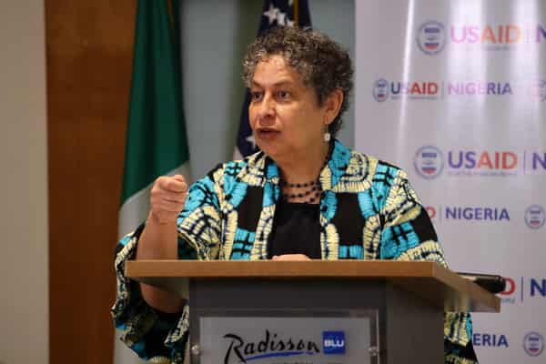 USAID Mission Director Melissa Jones delivering remarks during the workshop in Lagos
