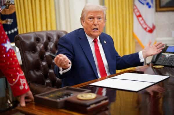 President Trump Signs Executive Orders In The Oval Office