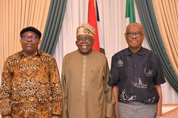 Bola Tinubu, Sim Fubara and Nyesom Wike