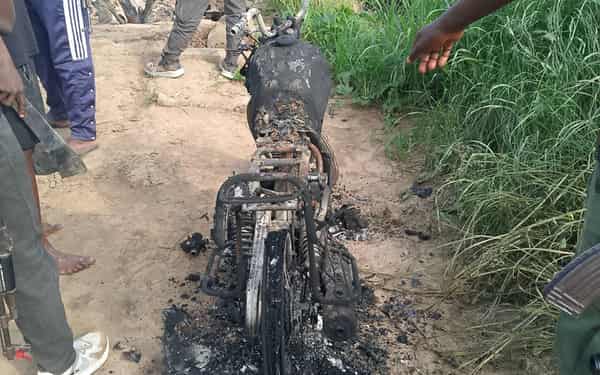Burnt motorcycle