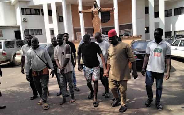 The youths at the court premises yesterday