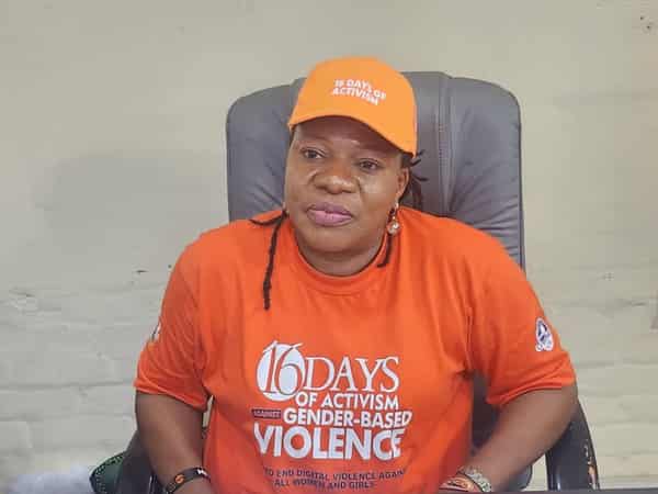 Photo: Commissioner for Women Affairs Cross River State, Mrs. Edema Irom during a press briefing to launch the 2025 16days Activism Against GBV