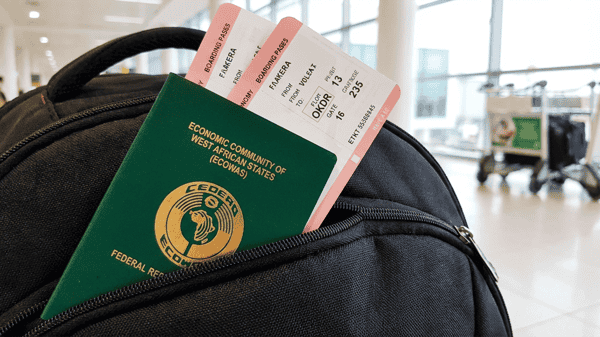 Nigeria passport and ticket