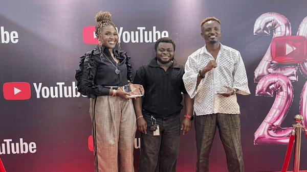 Nigerian actress, Omoni Oboli; Communications and Public Affairs Manager for West Africa, Google, Taiwo Kola-Ogunlade and singer, Gaise Baba.. PHOTO: ENIOLA DANIEL
