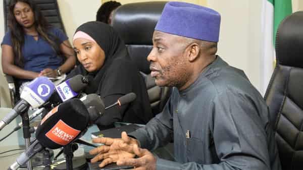 Minister of Education, Dr Tunji Alausa (right), and Minister of State for Educati