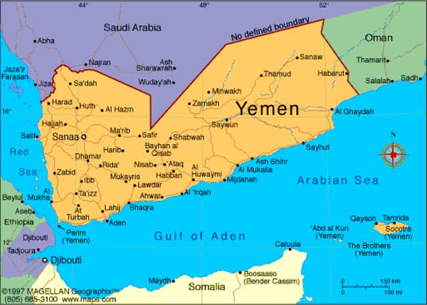 map of yemen