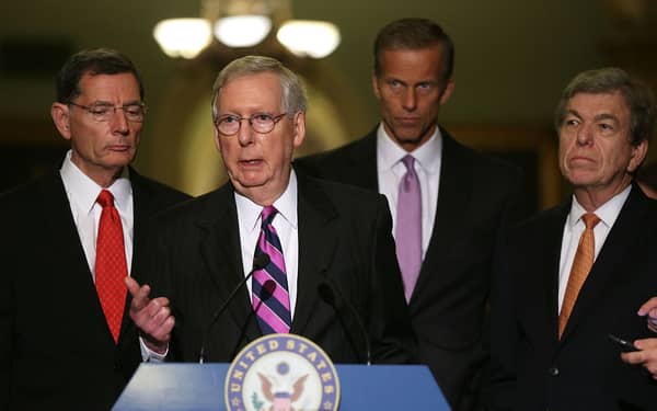 Senate Legislators Address The Media After Their Weekly Party Luncheons