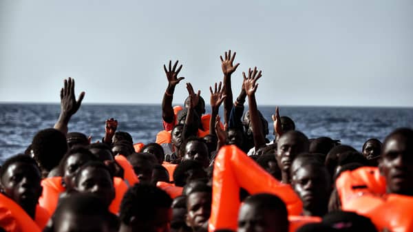Migrants on Mediterranean Sea