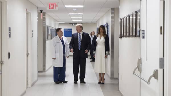 Trump visits Florida hospital to pay respects after shooting