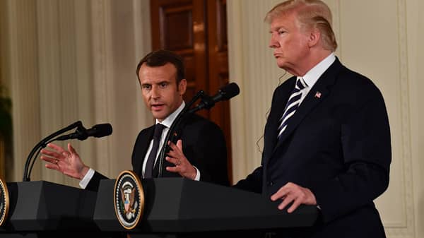 US President Donald Trump and French President Emmanuel Macron hold a joint press conference.