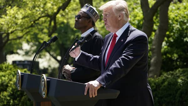 US President Donald Trump and Nigerian President Muhammadu Buhari hold a joint press conference
