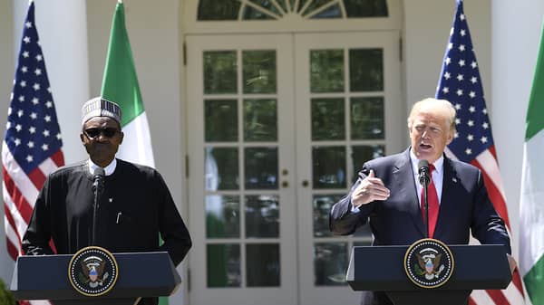 US President Donald Trump and Nigerian President Muhammadu Buhari hold a joint press conference