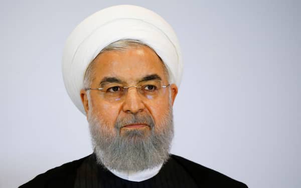 FILE PHOTO: Iranian President Hassan Rouhani delivers a statement after a two day visit in Bern