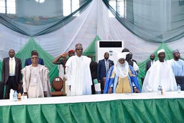 Buhari with governor Nasir El Rufai during condolence to Kaduna state