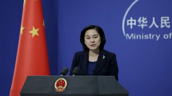 Hua Chunying, spokeswoman of China’s Foreign Ministry, speaks at a regular news conference in Beijing