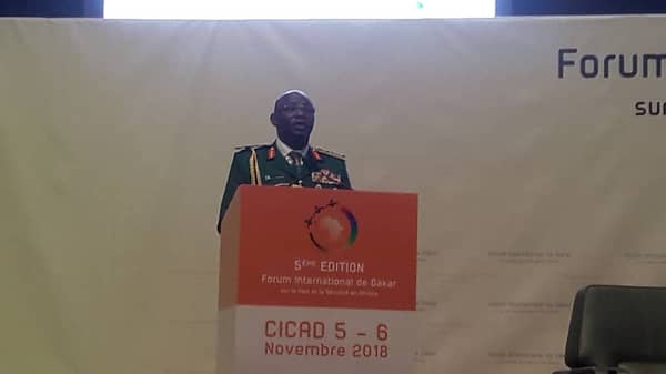 General Abayomi Gabriel Olonisakin speaking at the 5th Dakar International Forum for Peace and Security in Africa in Dakar, Senegal. Photo Lolade Adewuyi