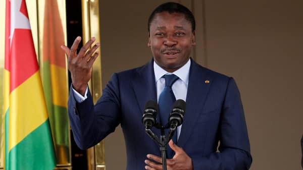 Togo’s President Faure Gnassingbe speaks during a joint news conference with Ivory Coast’s President Alassane Ouattara at the presidential palace in Abidjan