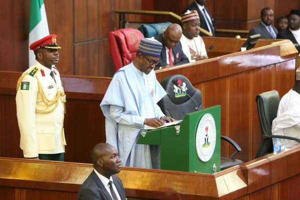 Nigeria President Muhammadu Buhari presenting 2019 budget at National Assembly, Abuja