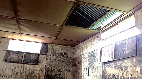 12Ceiling brought down at the first attack in October 2018