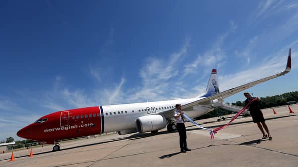 FILE PHOTO: A Norwegian Air Boeing 737-800 is seen during the presentation of Norwegian Air first low cost transatlantic flight service from Argentina at Ezeiza airport in Buenos Aires
